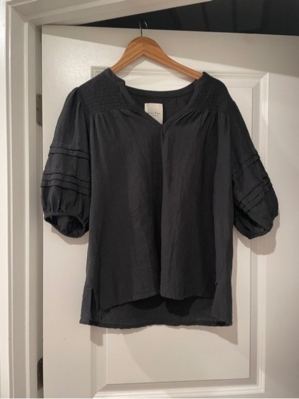 Part two Soft Textured Black Puff-Sleeve Women's Top size xl